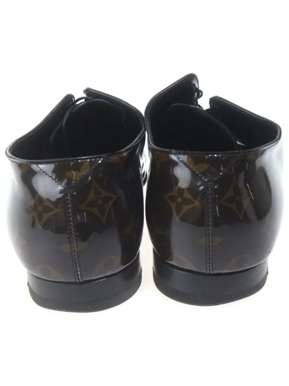 Louis Vuitton Vendome Line Derby Monogram Dress Shoes Business Enamel Black